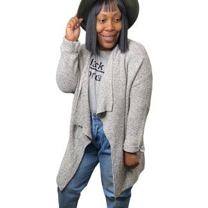 H&M Spacedye Waterfall Open Front Ragland Sleeve Cardigan Sz M/L Gray